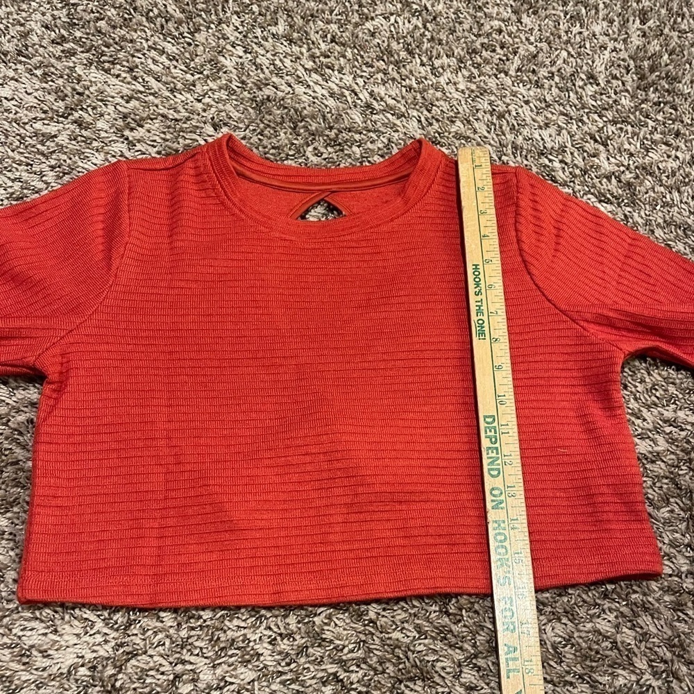 Band of the free nwt rust orange ribbed flare long sleeve crop sweater - Picture 6 of 10